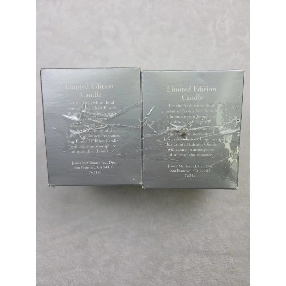 2 Vintage Jessica McClintock Fragrance Scented Candles New in Box Beeswax 5.7 oz